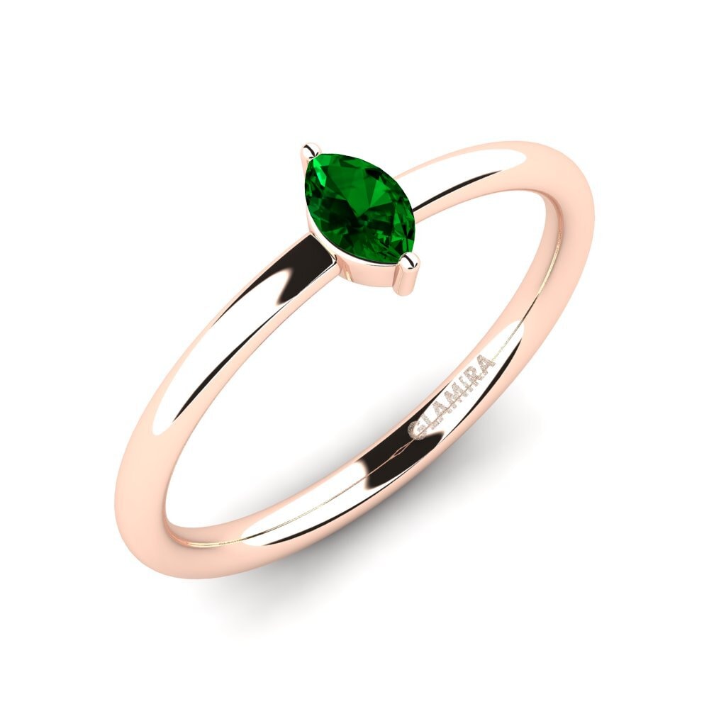 14ct Rose Gold Green Zirconia Women's Ring Aryan