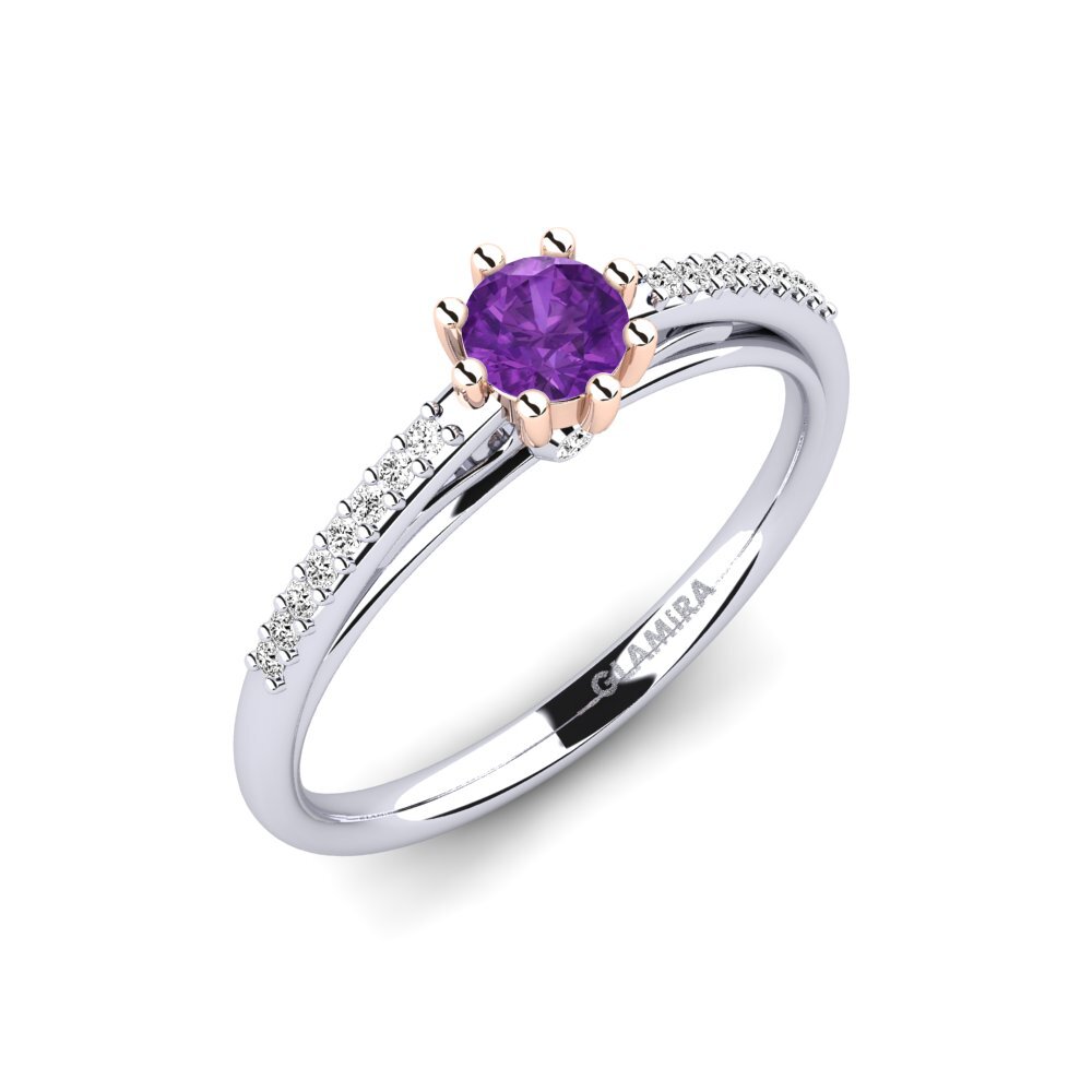 14ct White / Rose Gold Amethyst Engagement Ring Atoryia