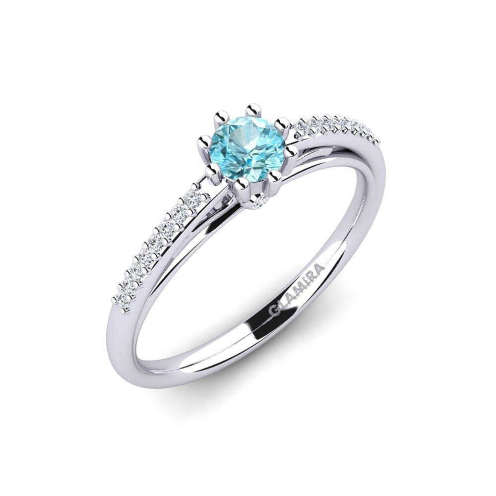 Blue Zircon Engagement Ring Atoryia