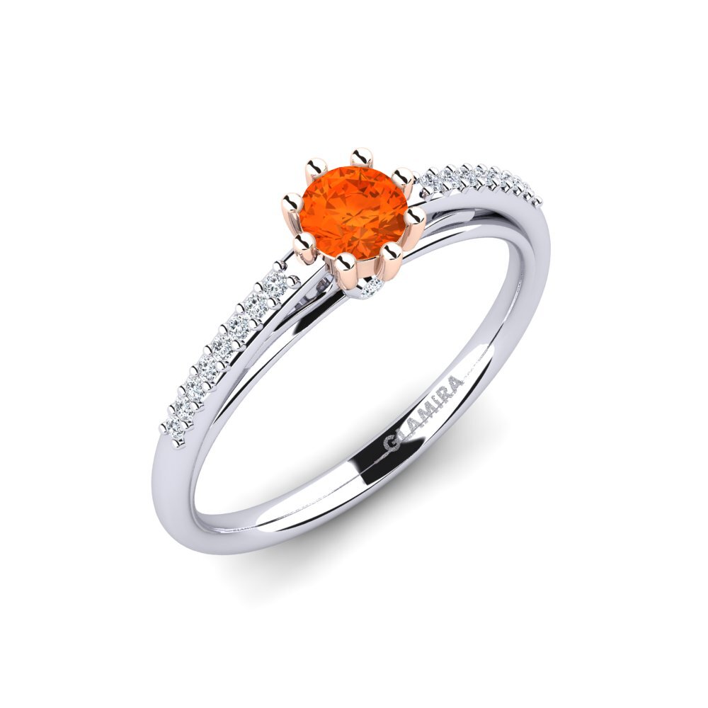 14ct White & Rose Gold Fire Opal Engagement Ring Atoryia