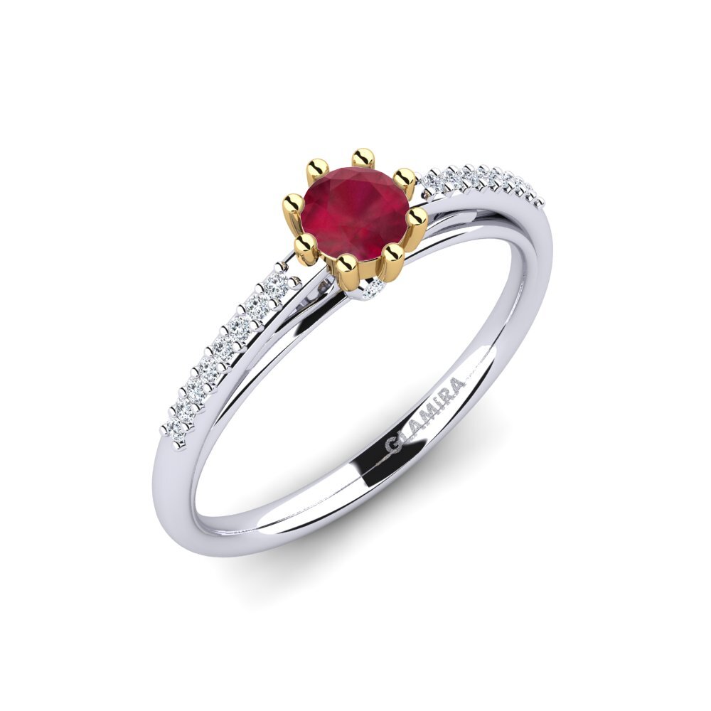 18ct White / Yellow Gold Ruby Engagement Ring Atoryia
