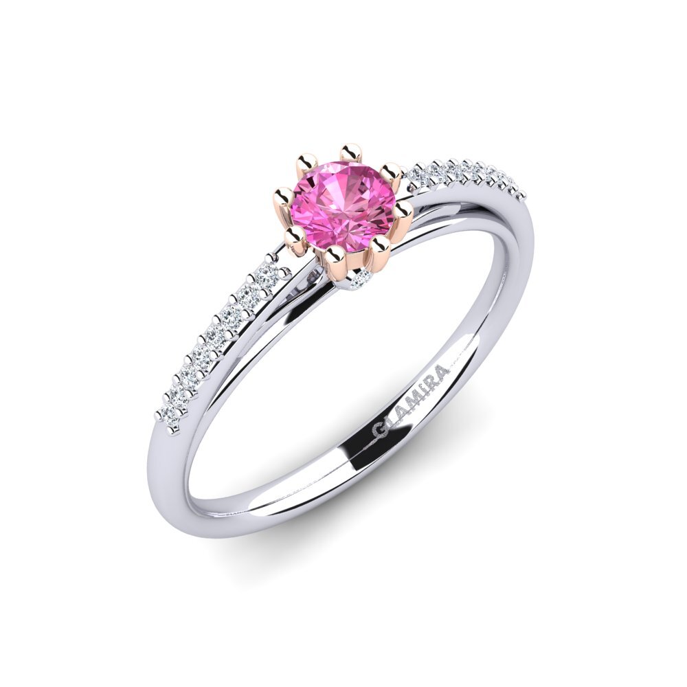 14ct White & Rose Gold Pink Topaz Engagement Ring Atoryia