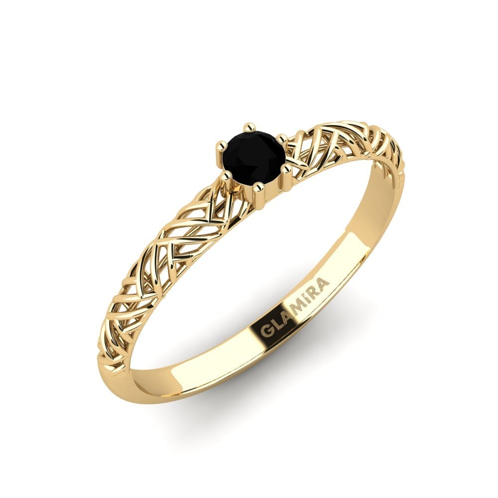 14ct Yellow Gold Black Sapphire Engagement Ring Averasa