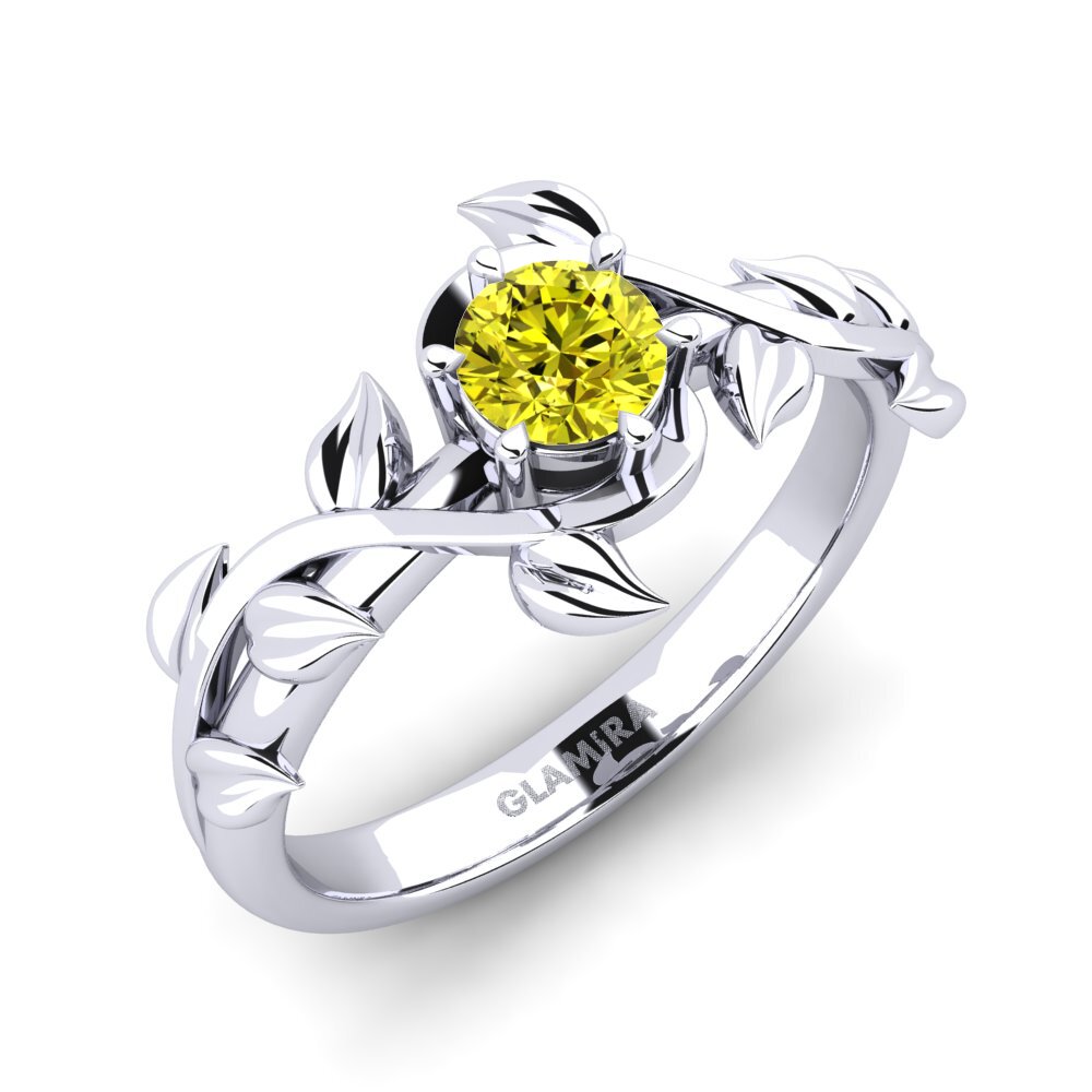 Diamante Amarillo Anillo de compromiso Bagu