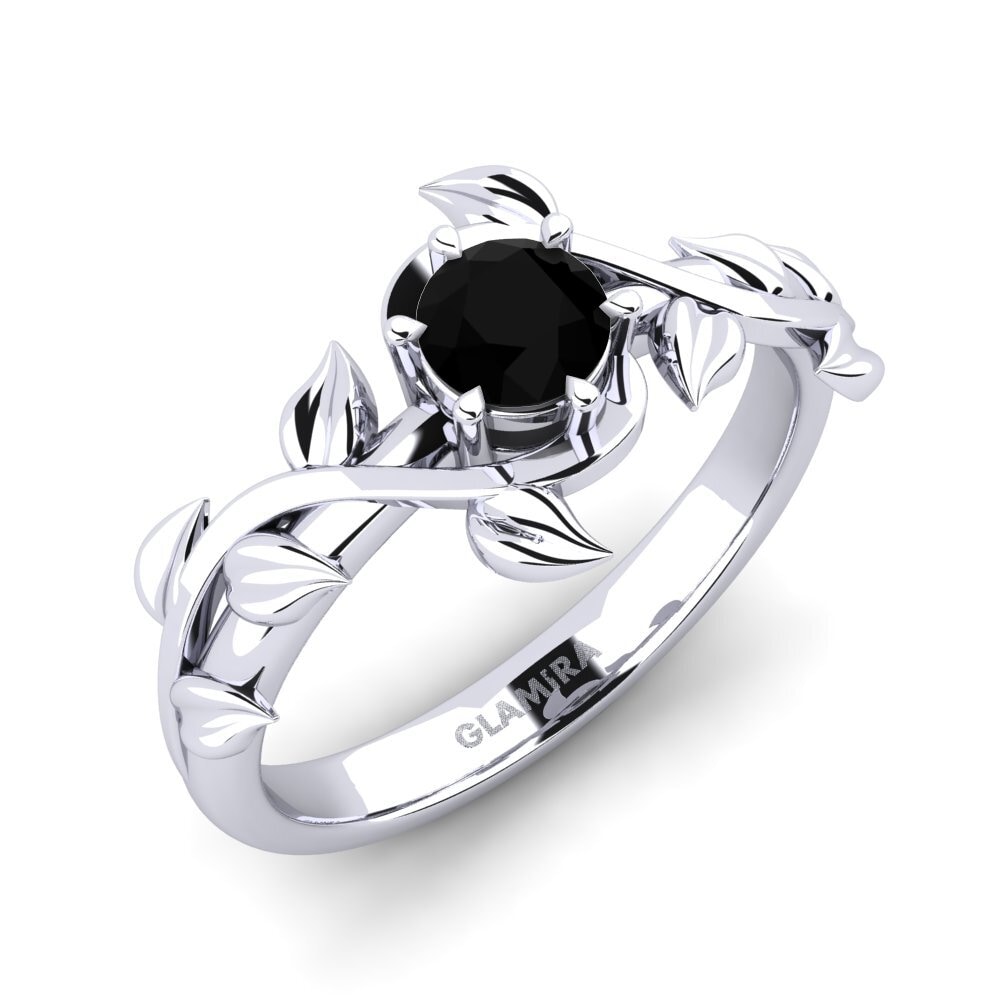 Black Onyx Engagement Ring Bagu