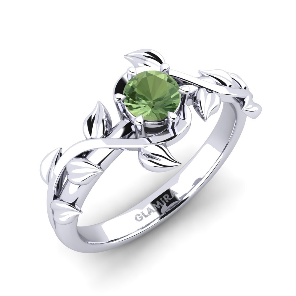 Green Sapphire Engagement Ring Bagu