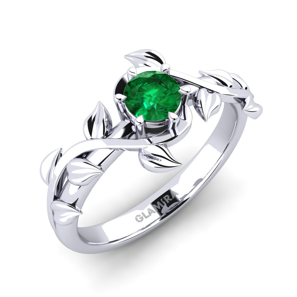 Esmeralda (creada en laboratorio) Anillo de compromiso Bagu