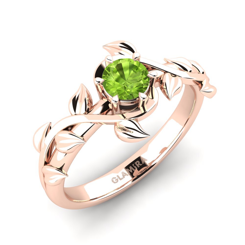 14ct Rose Gold Peridot Engagement Ring Bagu