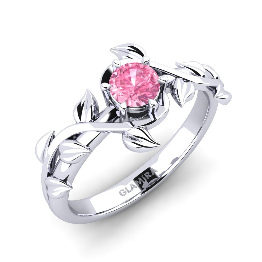 Pink Sapphire Engagement Ring Bagu