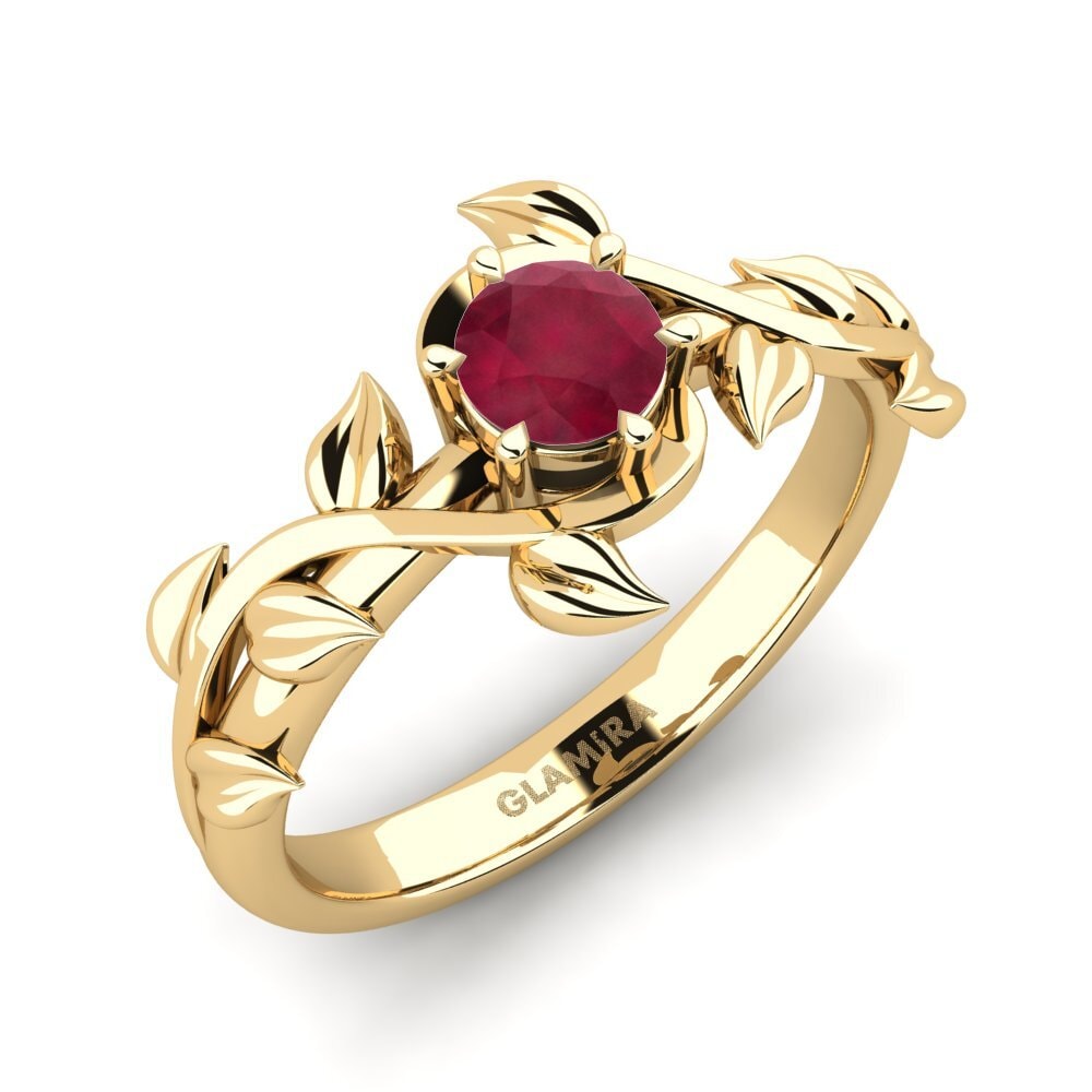 Gelbgold 585 Rubin Verlobungsring Bagu
