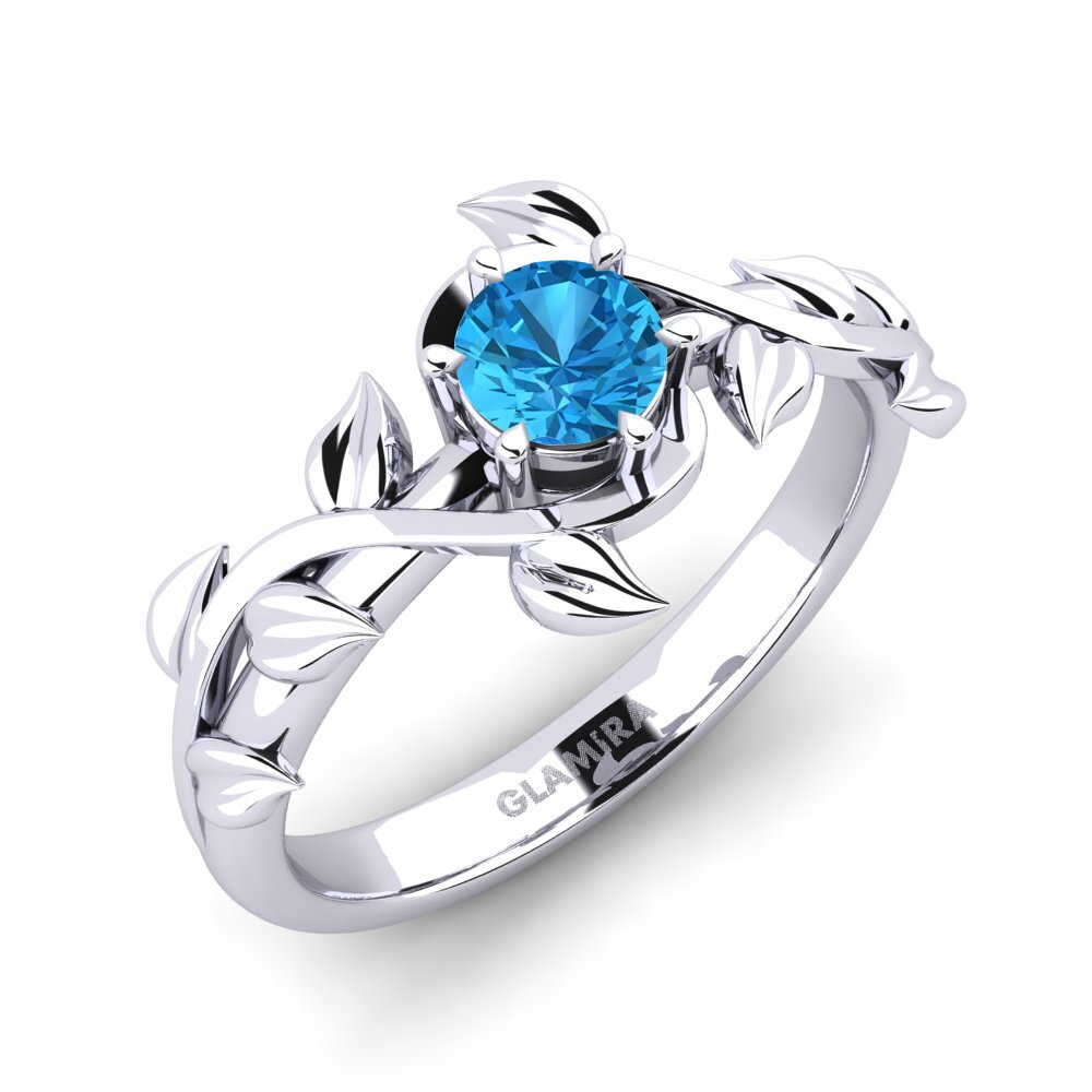 Blue Topaz Engagement Ring Bagu