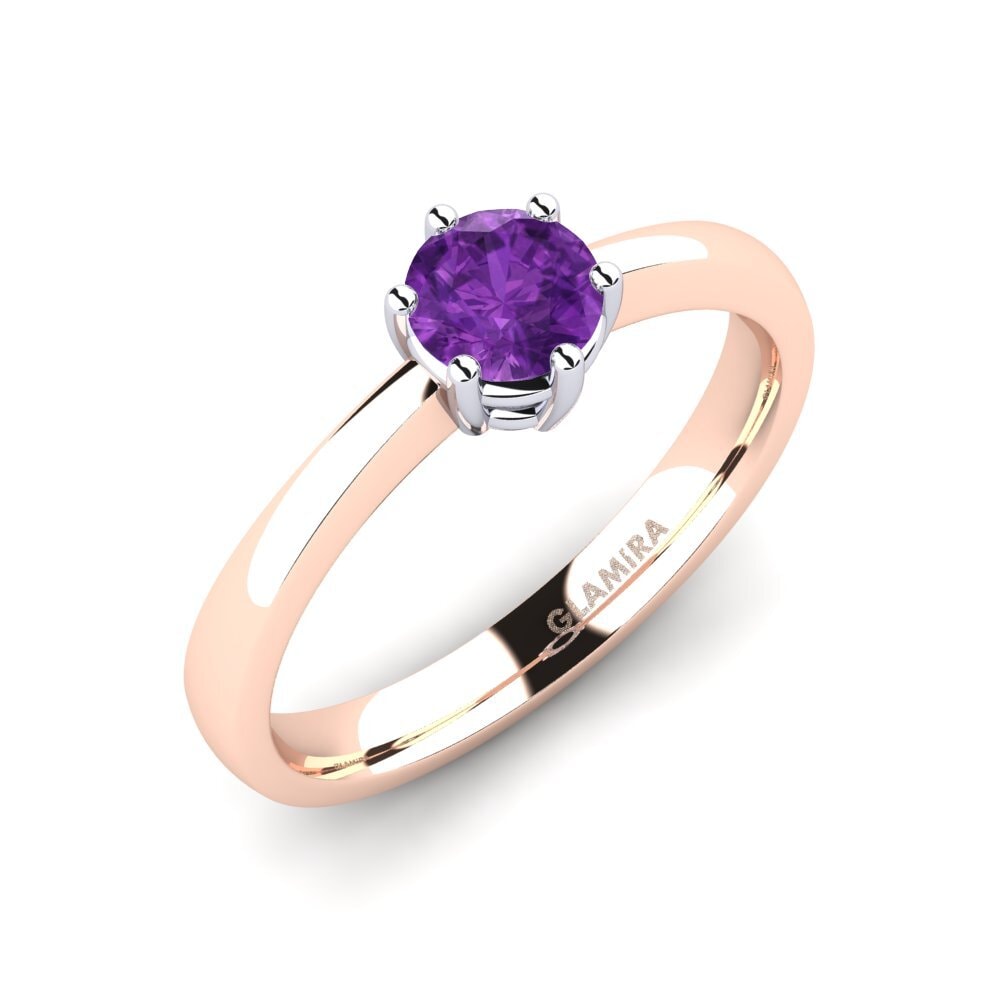 14ct Rose / White Gold Amethyst Engagement Ring Belva