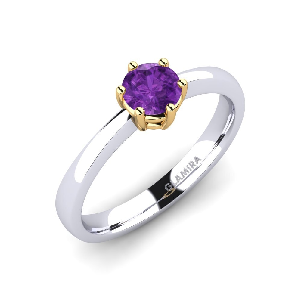 14ct White / Yellow Gold Amethyst Engagement Ring Belva