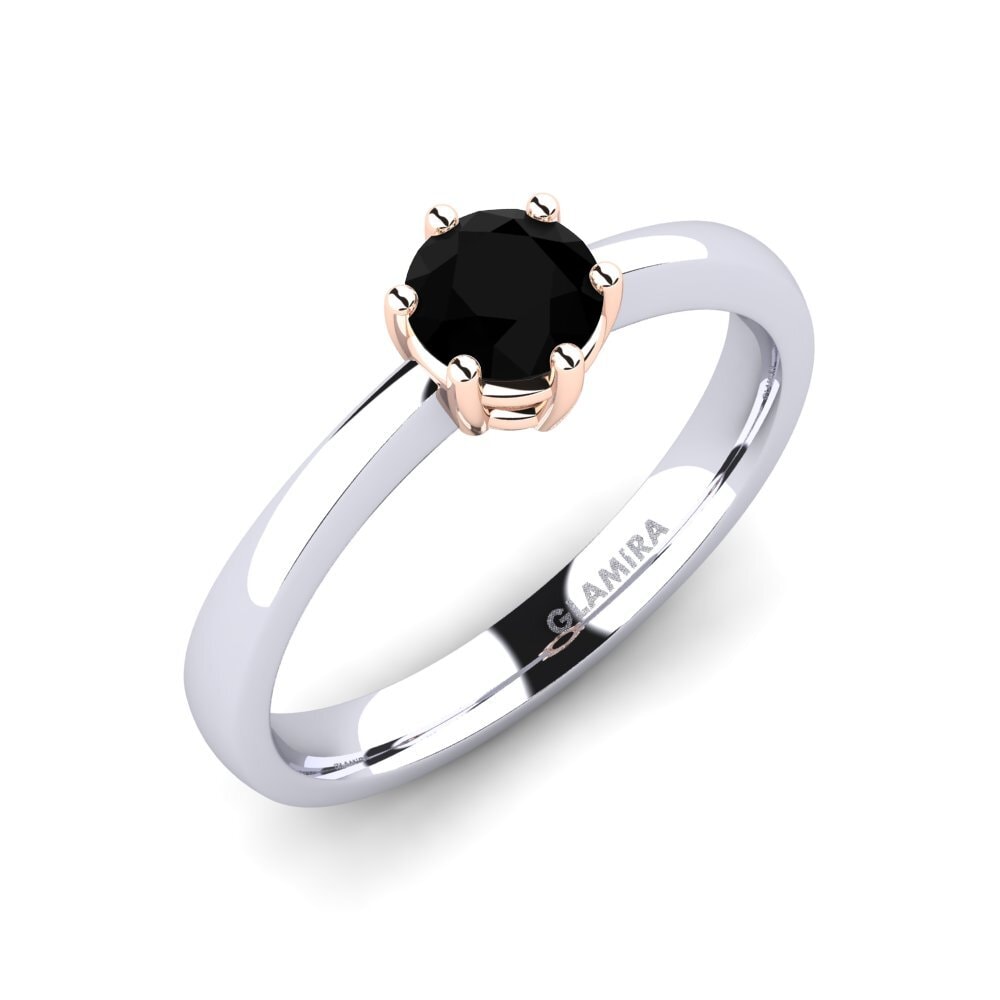 14ct White / Rose Gold Black Onyx Engagement Ring Belva