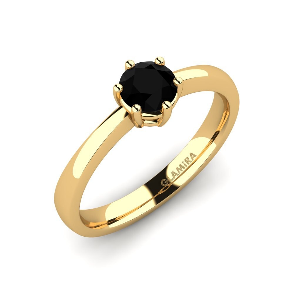 14ct Yellow Gold Black Sapphire Engagement Ring Belva