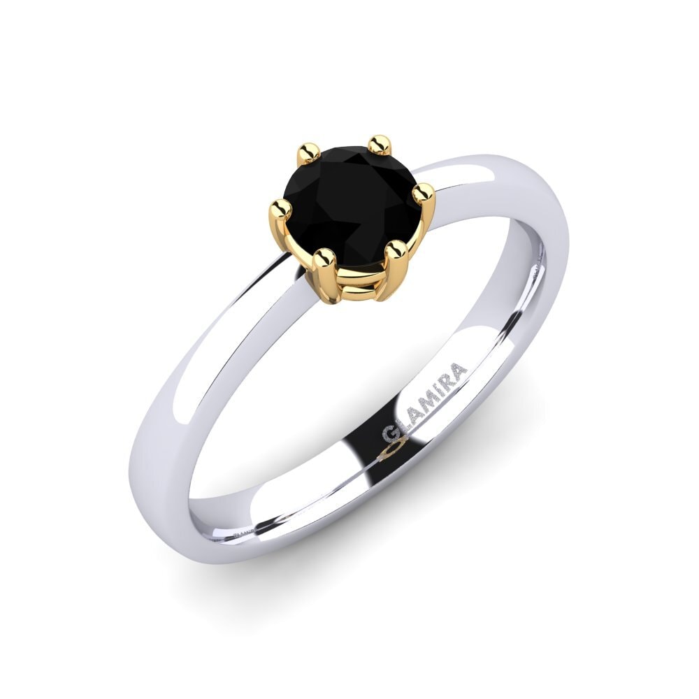 14ct White / Yellow Gold Black Diamond Engagement Ring Belva