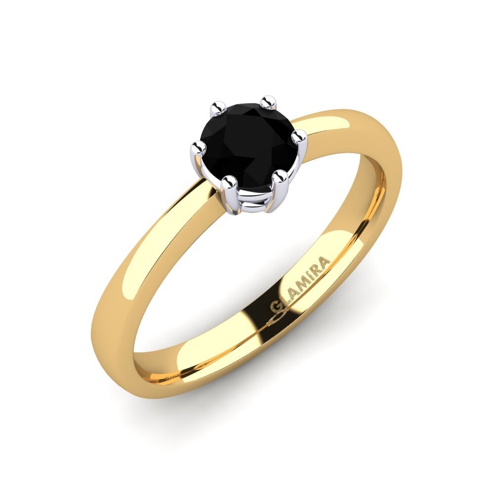 14ct Yellow / White Gold Black Diamond Engagement Ring Belva