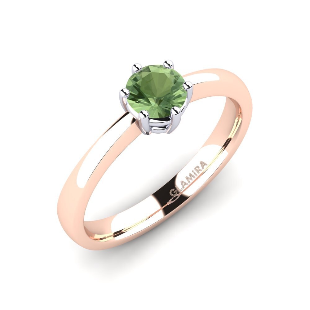 14ct Rose & White Gold Green Sapphire Engagement Ring Belva