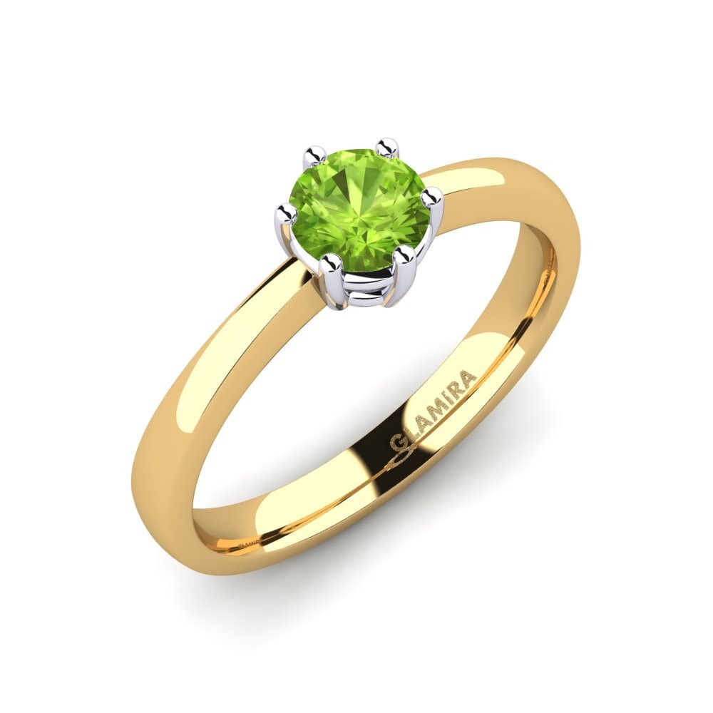 14ct Yellow / White Gold Peridot Engagement Ring Belva