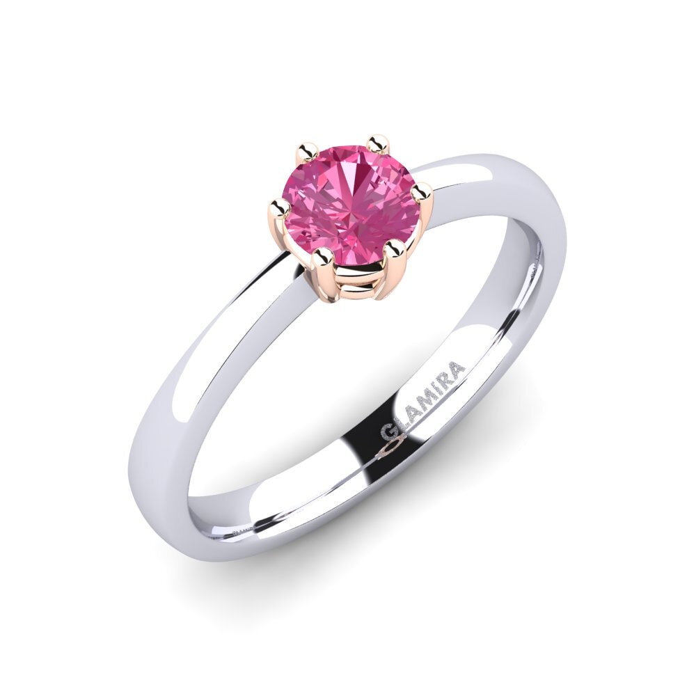 14ct White & Rose Gold Pink Tourmaline Engagement Ring Belva
