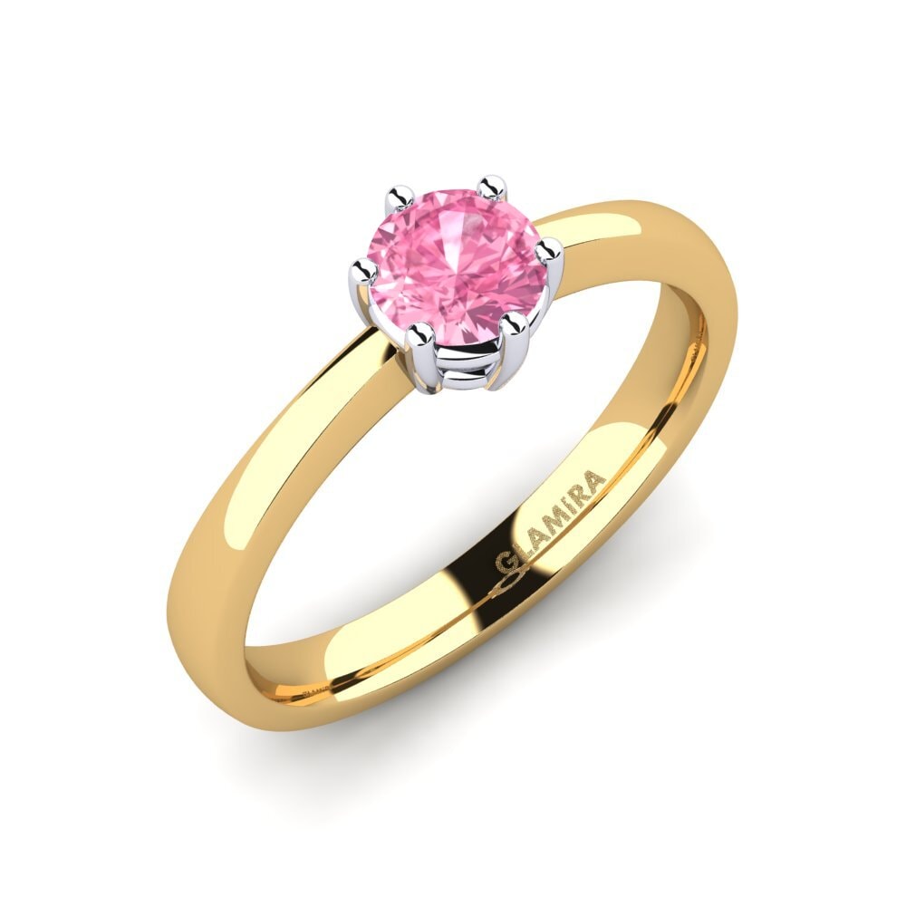 14ct Yellow / White Gold Pink Sapphire Engagement Ring Belva