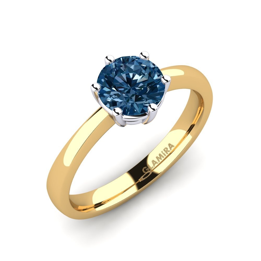 18k Oro Amarillo & Blanco Anillo de compromiso Belva 1.0 crt