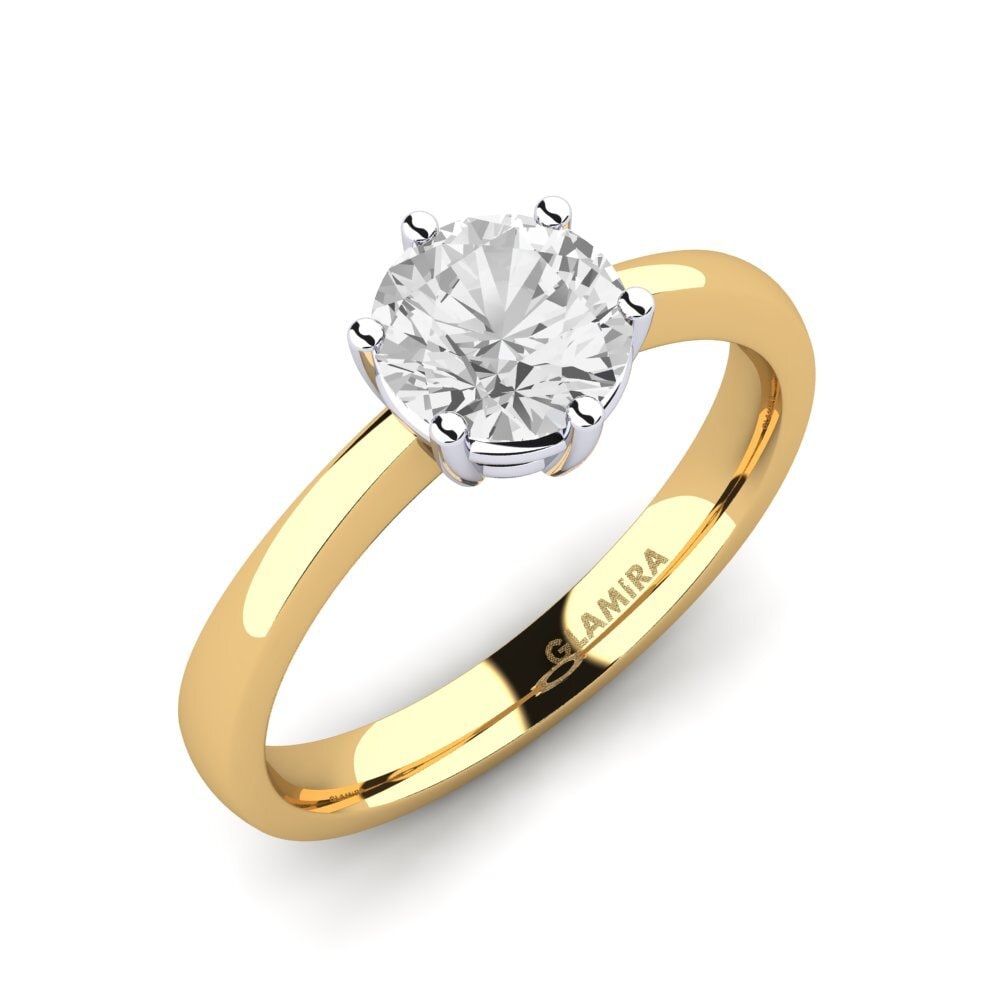 14ct Yellow / White Gold White sapphire Engagement Ring Belva 1.0 crt