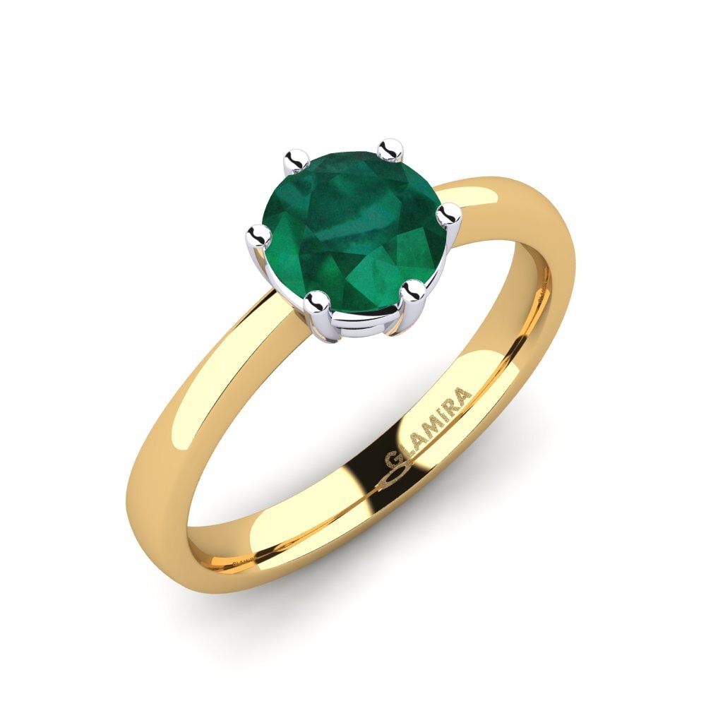 14ct Yellow / White Gold Emerald Engagement Ring Belva 1.0 crt