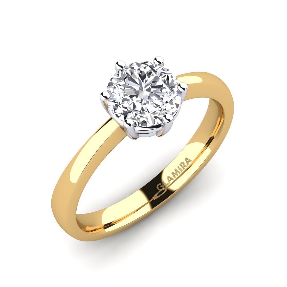 18K Yellow & White Gold Engagement Ring Belva 1.0 crt