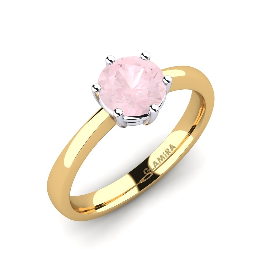 14ct Yellow / White Gold Rose Quartz Engagement Ring Belva 1.0 crt