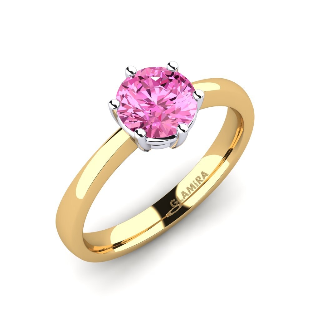 14ct Yellow / White Gold Pink Topaz Engagement Ring Belva 1.0 crt