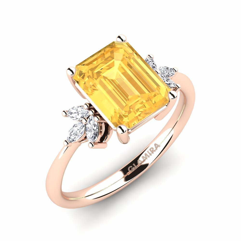 9k Rose Gold Citrine Engagement Ring Besett