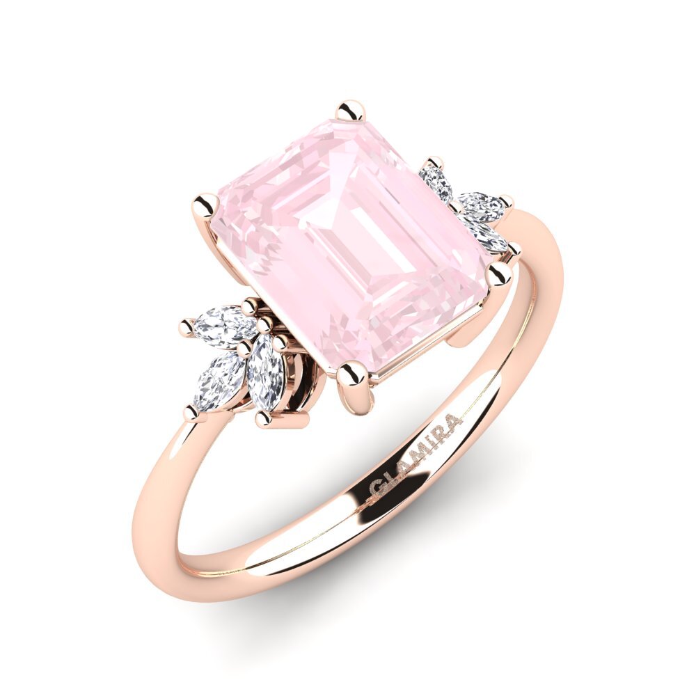 9k Rose Gold Rose Quartz Engagement Ring Besett