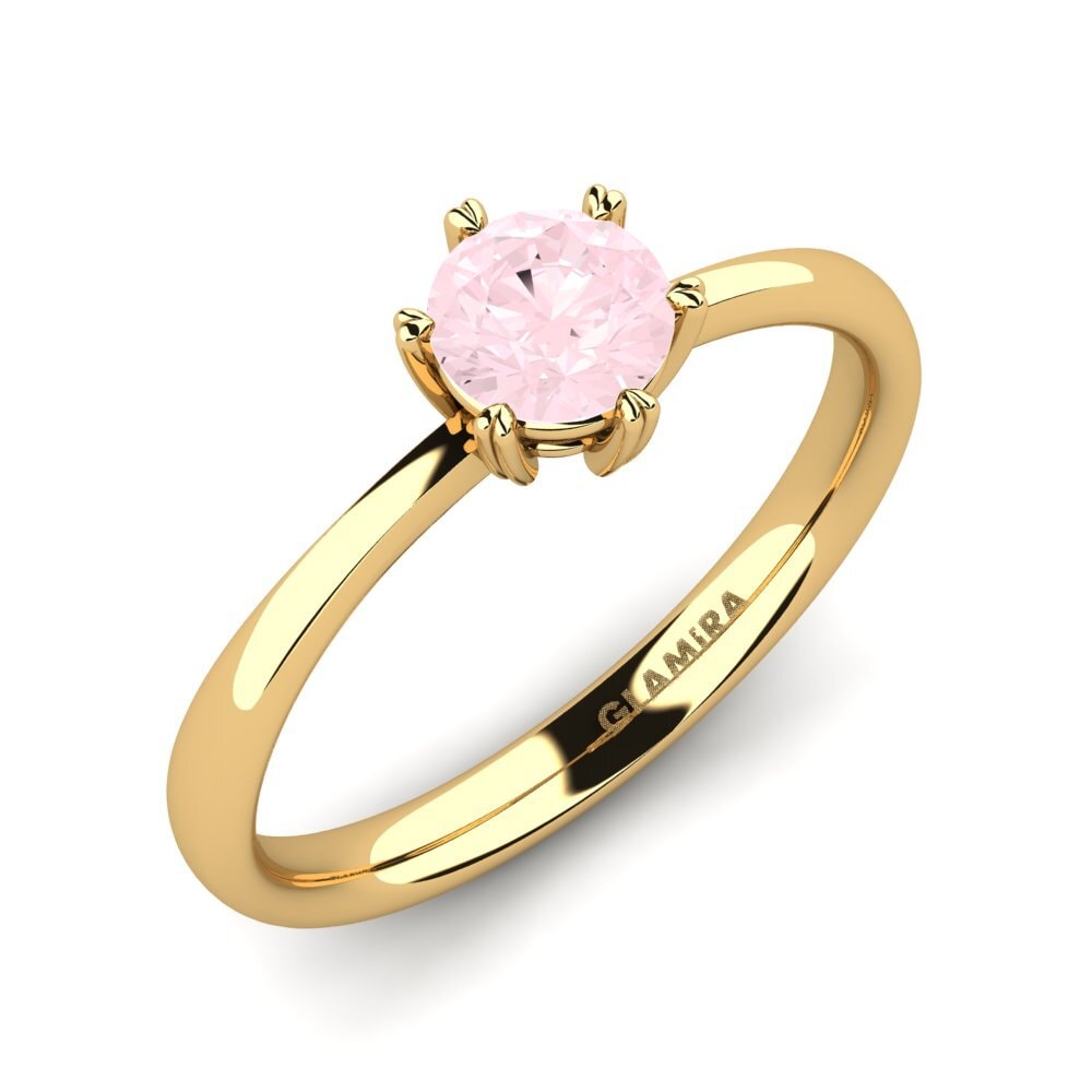 14ct Yellow Gold Rose Quartz Engagement Ring Breadth