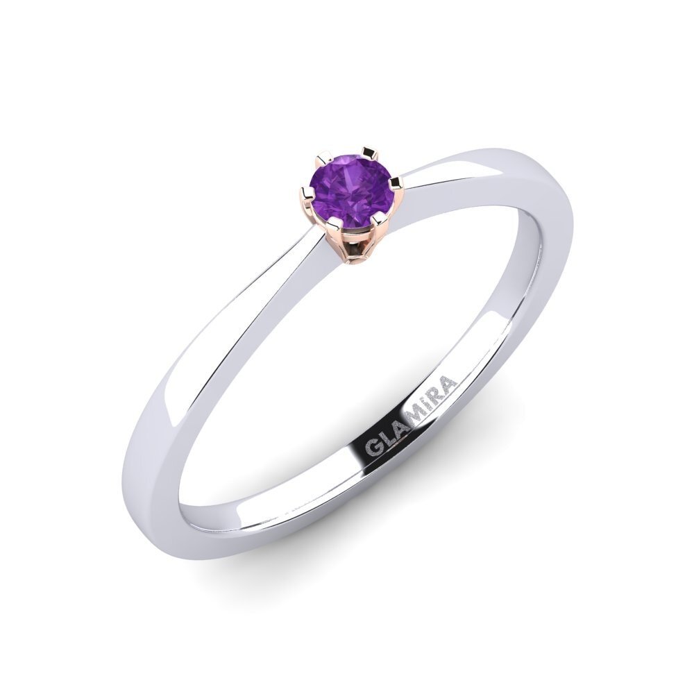 14ct White / Rose Gold Amethyst Engagement Ring Bridal Rise 0.1crt