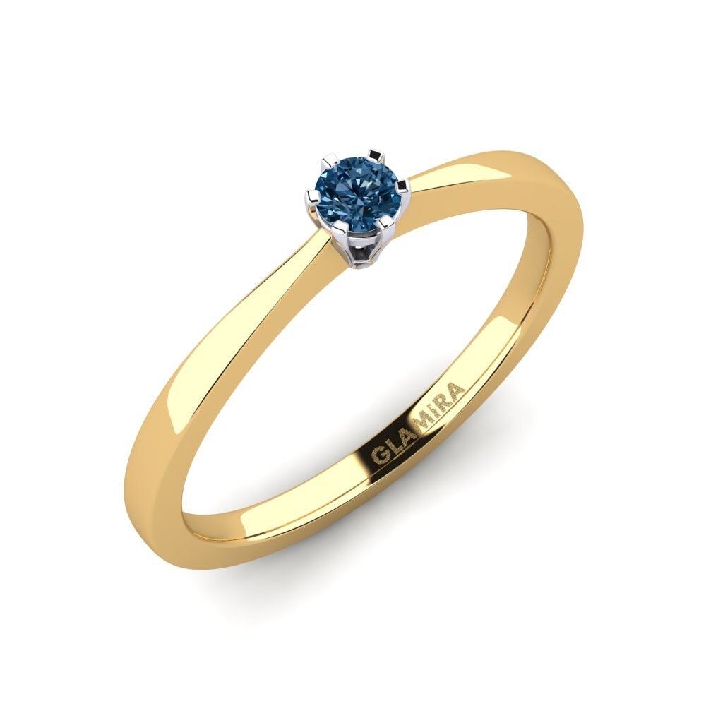 14ct Yellow / White Gold Blue Diamond Engagement Ring Bridal Rise 0.1crt