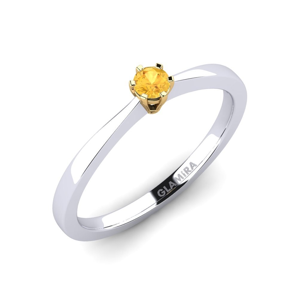 14ct White / Yellow Gold Citrine Engagement Ring Bridal Rise 0.1crt