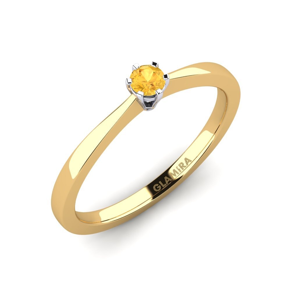 14ct Yellow / White Gold Citrine Engagement Ring Bridal Rise 0.1crt
