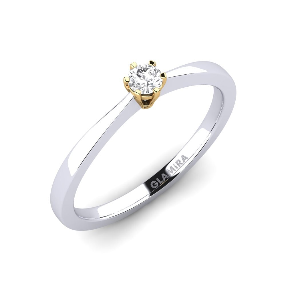 14ct White / Yellow Gold White sapphire Engagement Ring Bridal Rise 0.1crt