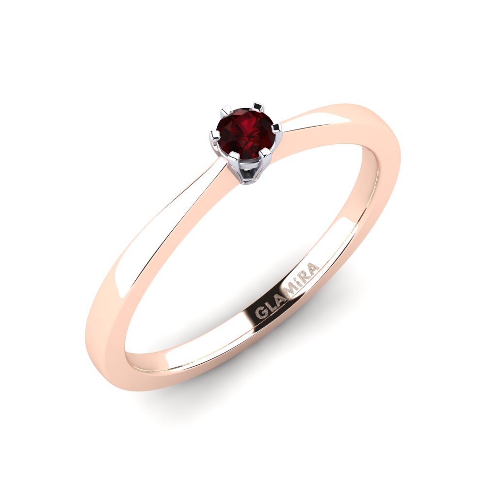 9ct Rose / White Gold Garnet Engagement Ring Bridal Rise 0.1crt