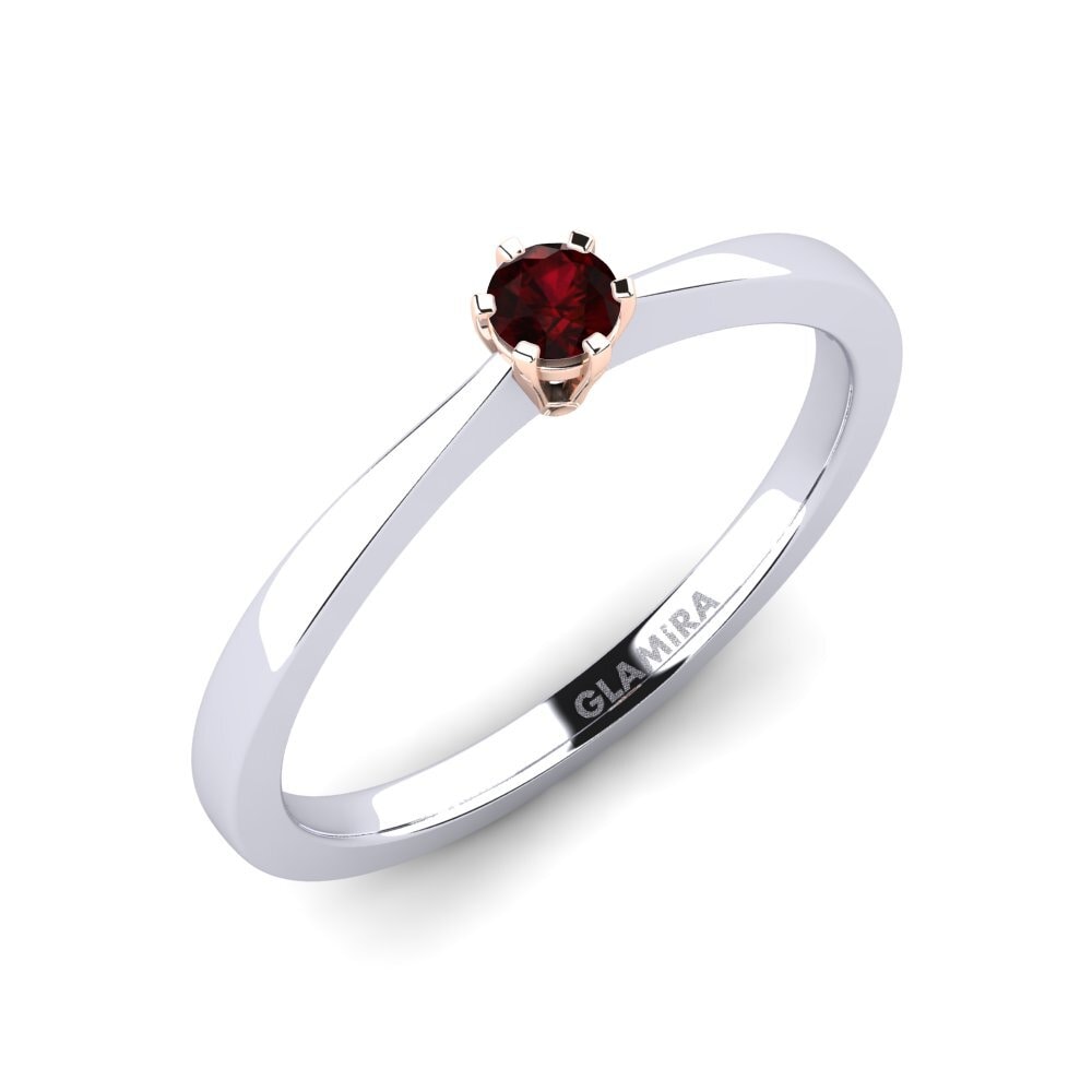 14ct White / Rose Gold Garnet Engagement Ring Bridal Rise 0.1crt