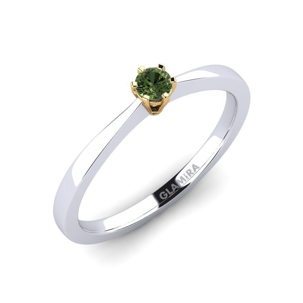 14ct White / Yellow Gold Green Sapphire Engagement Ring Bridal Rise 0.1crt