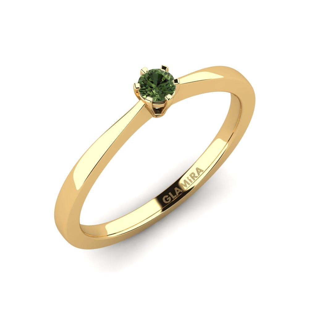 14ct Yellow Gold Green Sapphire Engagement Ring Bridal Rise 0.1crt