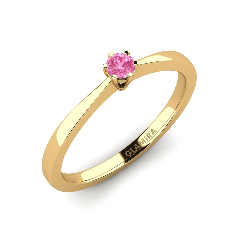 9k Oro Amarillo Zafiro Rosado Anillo de compromiso Bridal Rise 0.1crt