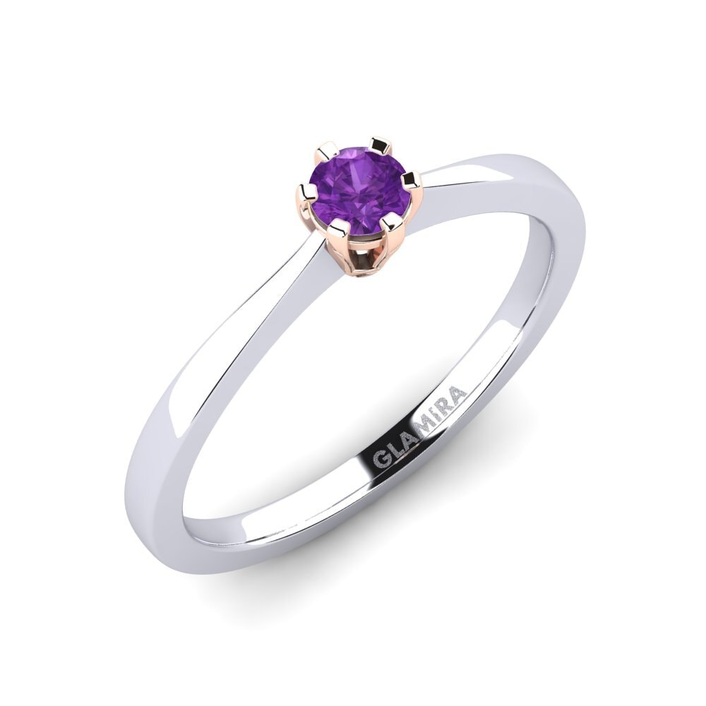 14ct White / Rose Gold Amethyst Engagement Ring Bridal Rise 0.16crt
