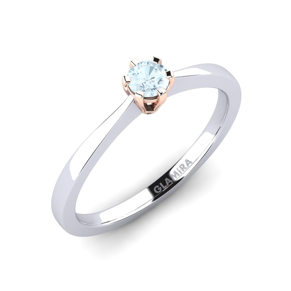 9ct White / Rose Gold Aquamarine Engagement Ring Bridal Rise 0.16crt