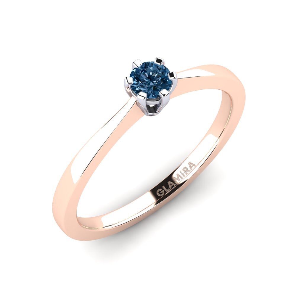 14ct Rose / White Gold Blue Diamond Engagement Ring Bridal Rise 0.16crt