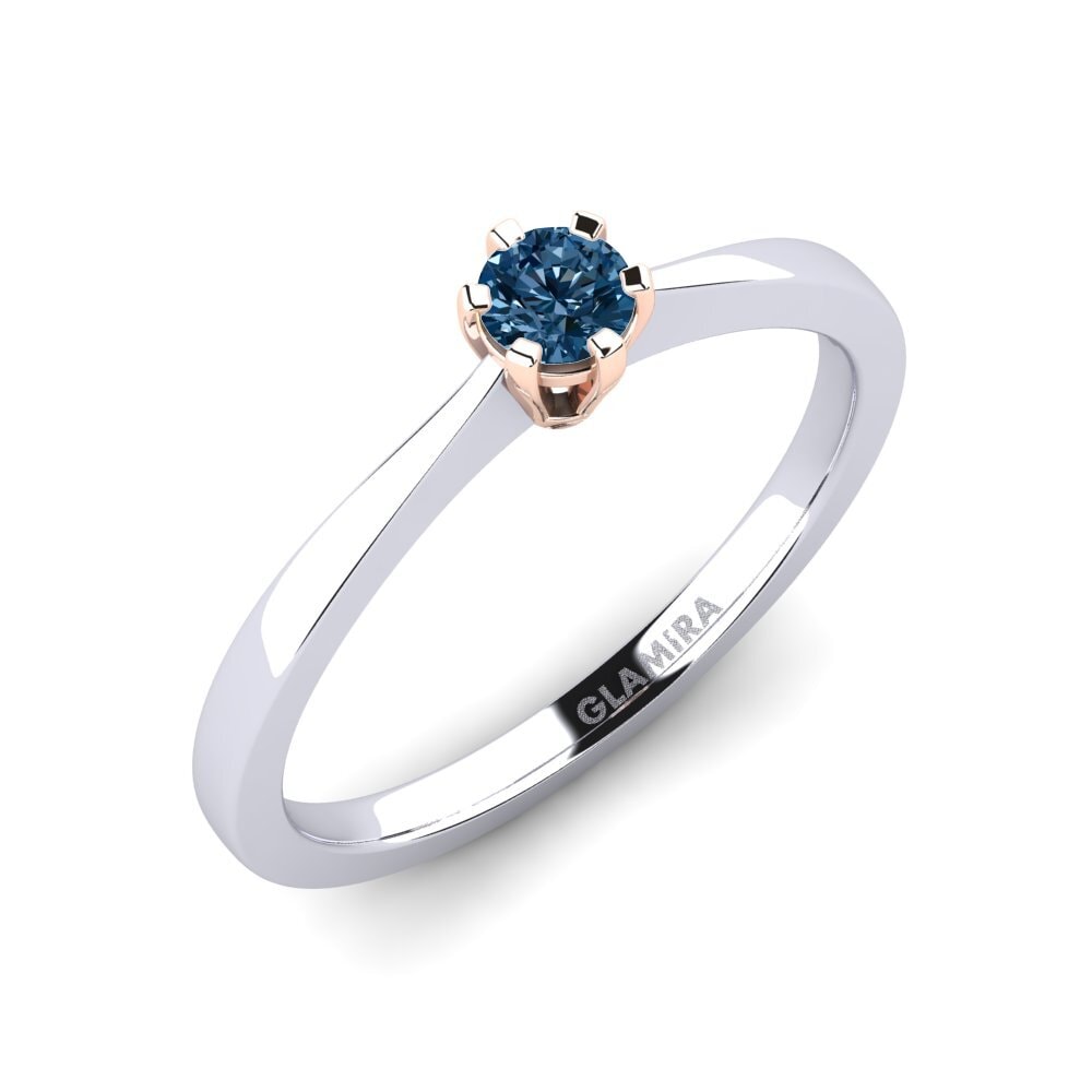 14ct White / Rose Gold Blue Diamond Engagement Ring Bridal Rise 0.16crt