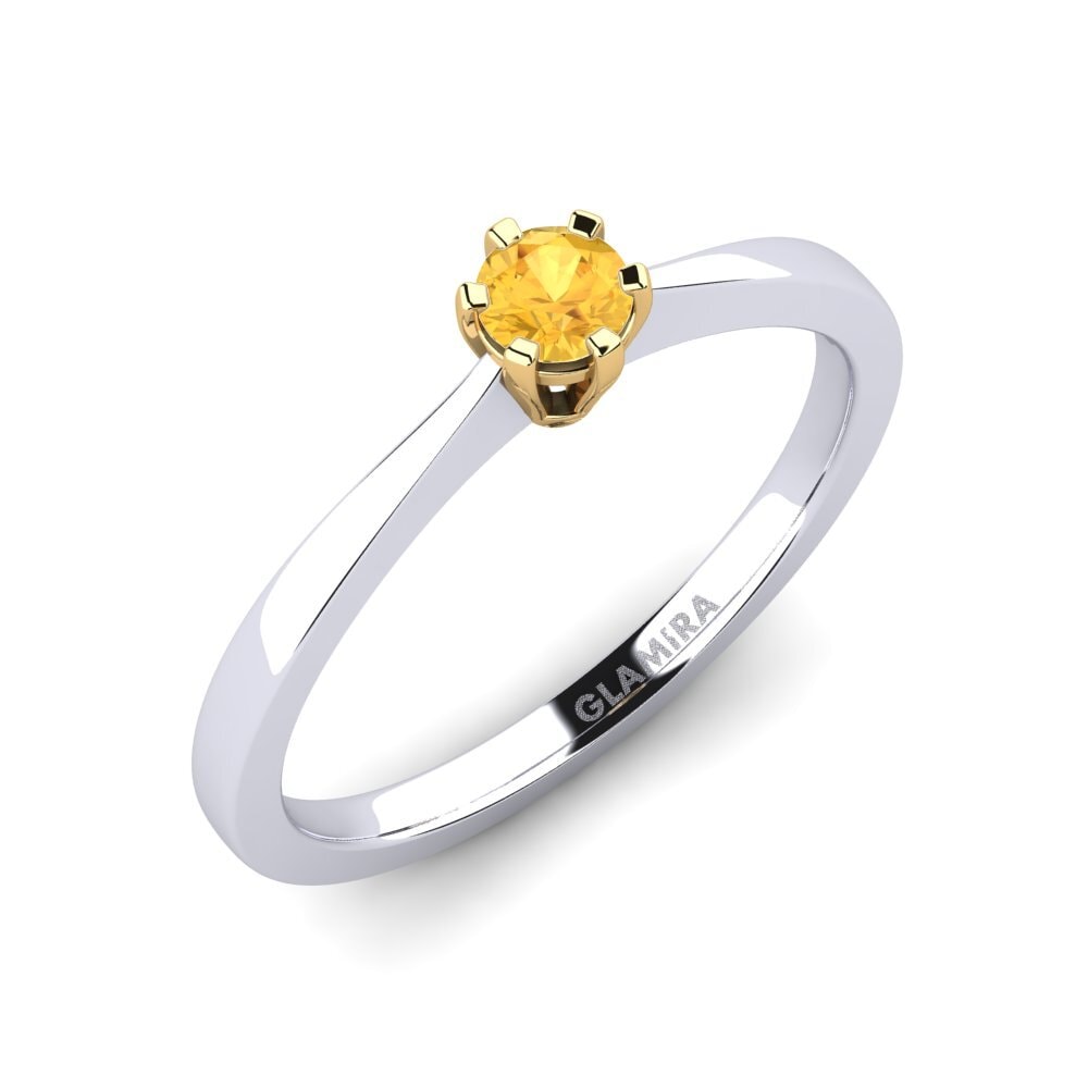 14ct White / Yellow Gold Citrine Engagement Ring Bridal Rise 0.16crt