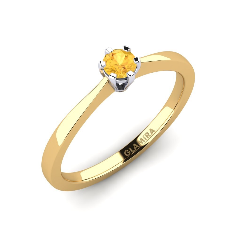 14ct Yellow / White Gold Citrine Engagement Ring Bridal Rise 0.16crt